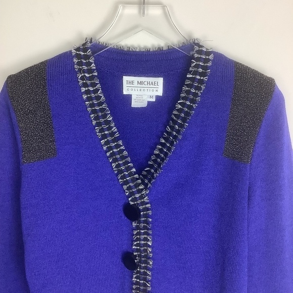 Michael Collection Royal Blue Wool Blazer M Vintage - Picture 3 of 10